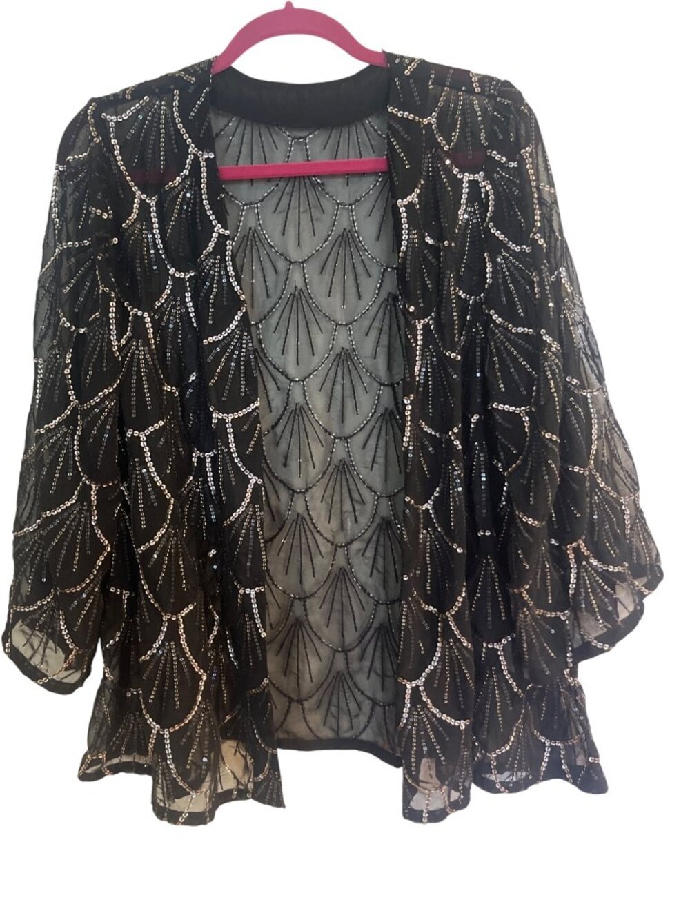 Cotton on black sheer sequin open jacket women’s OS formal holiday elegant